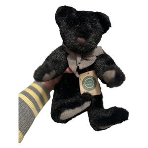 Boyds Bears The Archive Collection Black Teddy Bear #1364 Plaid Bow & Paws VTG